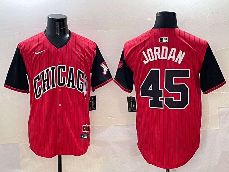 Men Chicago White Sox #45 Jordan Red Stripe Joint Name 2025 Nike MLB Jersey style 1